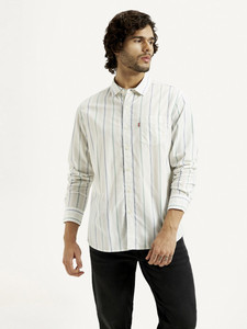 LEVI'S Men Striped Casual White Shirt
