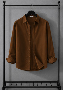 TorontoCN Men Solid Casual Brown Shirt - Image 3