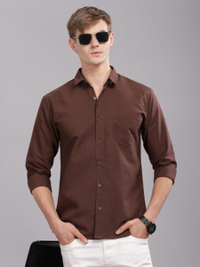 Uzmax Men Solid Casual Brown Shirt