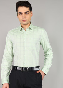ARROW Men Striped Formal Green Shirt