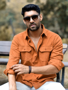 BEYOUNG Men Solid Casual Orange Shirt