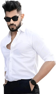 VC Fashion Men Solid Formal White Shirt