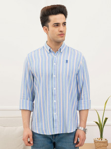 RED TAPE Men Striped Casual Blue Shirt