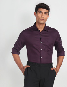 ARROW Men Solid Formal Purple Shirt