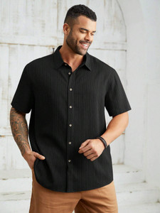 Leriya Fashion Men Striped Casual Black Shirt