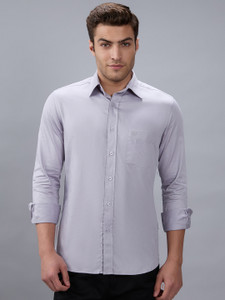 Kenneth Cole Men Solid Casual Purple Shirt