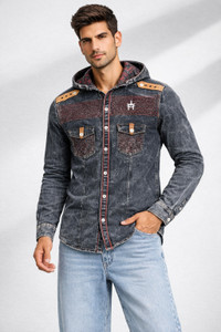 Clubble Men Washed Casual Black Shirt