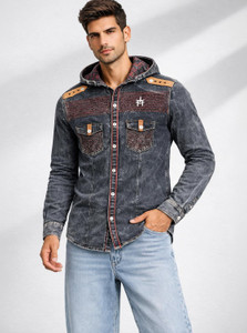 Clubble Men Washed Casual Black Shirt