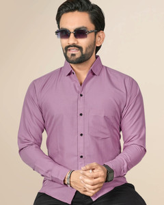 NIVICK Men Solid Formal Purple Shirt