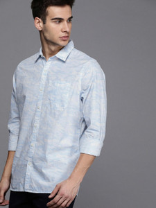 WROGN Men Self Design Casual Blue Shirt
