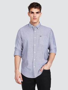 LEE Men Solid Casual Blue Shirt