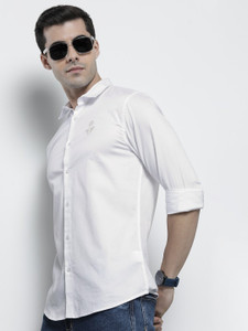 The Indian Garage Co. Men Embroidered Casual White Shirt