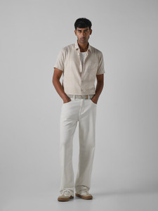 MUFTI Men Solid Casual Beige Shirt