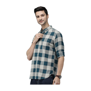 THE BEAR HOUSE Men Checkered Dark Blue, Beige Shirt - Image 6