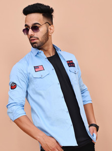 SHIRTZONE Men Embroidered Casual Maroon Shirt