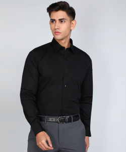 Raymond Men Solid Formal Black Shirt