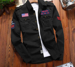 FASHLOOK Men Solid Casual Black Shirt