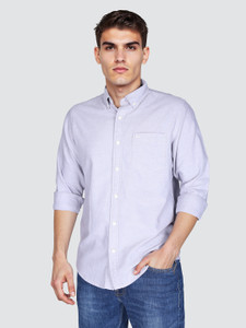 LEE Men Solid Casual Grey Shirt