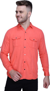 KUONS AVENUE Men Solid Casual Pink Shirt