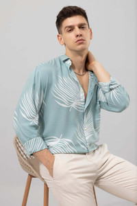 HOC Men Printed Casual Blue Shirt