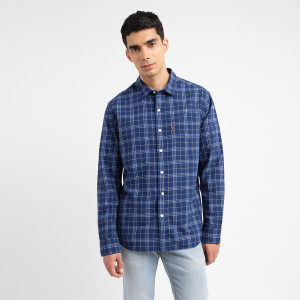 LEVI'S Men Checkered Casual Blue Shirt