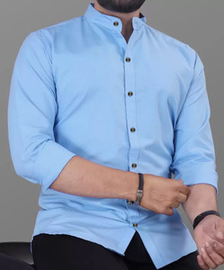 S-Line Men Solid Formal Light Blue Shirt