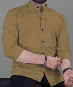 Vertali Industries Men Solid Casual Khaki Shirt
