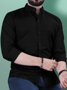 VeBNoR Men Solid Casual Black Shirt