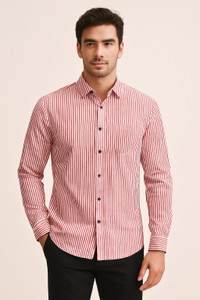 YELLOWDASH Men Striped Casual Pink Shirt