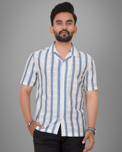 METRONAUT Men Striped Casual Blue, White Shirt