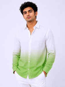 SAMAVARTDESIGNS Men Ombre Casual Shirt (White, Green) - Image 6