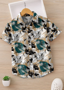 BHUVA ENTERPRISE Boys Printed Beach Wear Black Shirt