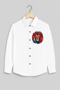 Qurobri Men Printed Casual White Shirt