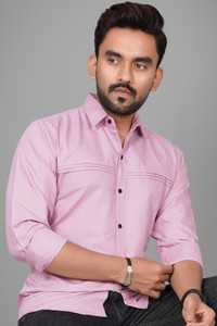 Voroxy Men Solid Casual Purple Shirt