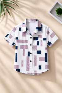 Flyway Boys Printed Casual White Shirt