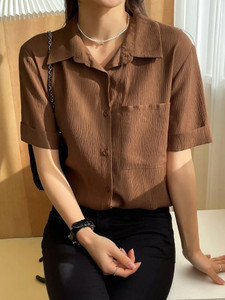 JINIK Women Striped Casual Brown Shirt