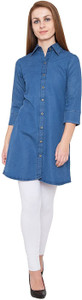 A.A. GARMENTS Women Solid Casual Dark Blue Shirt