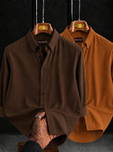 JACKBELLA Men Brown, Orange Shirt - Image 6
