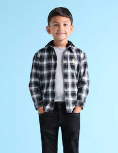 U.S. POLO ASSN. Boys Checkered Casual Black Shirt