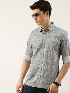 PROVOGUE Men Printed Casual Grey, Beige Shirt
