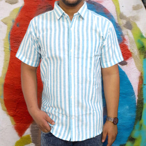 FABRICFETCH TEXTILES Men Striped Casual Blue Shirt