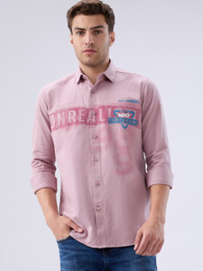 KILLER Men Printed Casual Pink Shirt