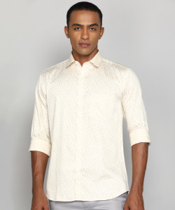 V DOT BY VAN HEUSEN Men Printed Casual Beige Shirt