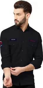 GreenFlair Men Embroidered Casual Black Shirt