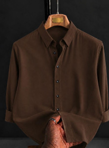 JACKBELLA Men Solid Casual Brown Shirt - Image 5