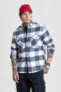 Snitch Men Checkered Casual Black Shirt