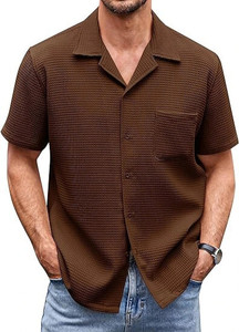COLORCHAKRA Men Checkered Casual Brown Shirt