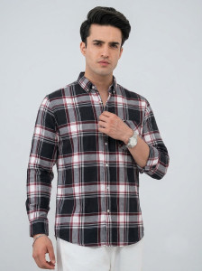 METRONAUT Men Checkered Casual Black, Red Shirt
