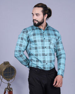 Tanip Men Checkered Casual Blue Shirt