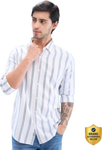Spykar Men Striped Casual White Shirt